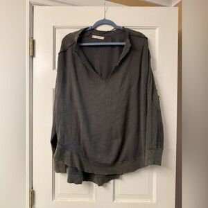We The Free Waffle Fabric Oversized Henley Top Large